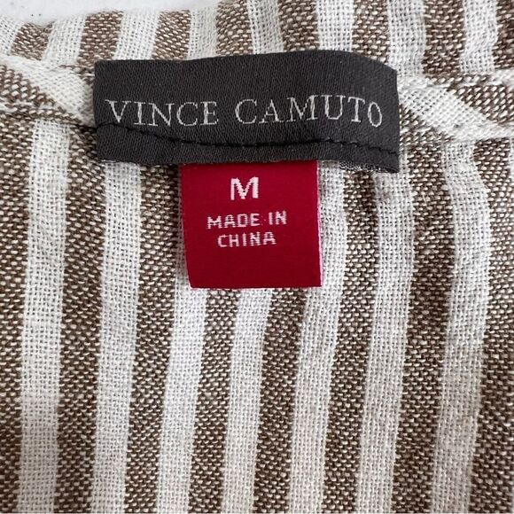 Vince Camuto Sleeveless Natural Linen Stripe Tie Front Jumpsuit Natural - Picture 8 of 16